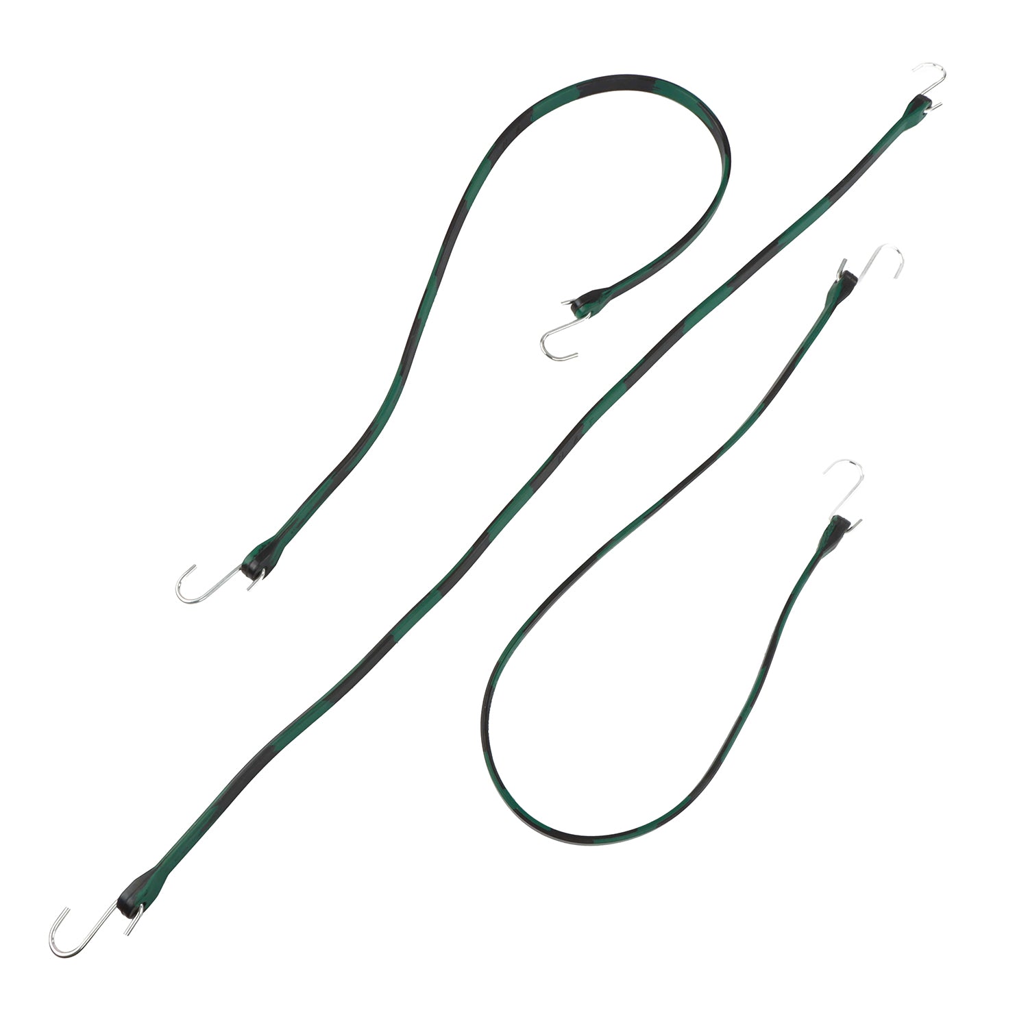 EPDM Rubber Straps with Hooks - 41in Camo Rubber Bungee Cords, 10Pk