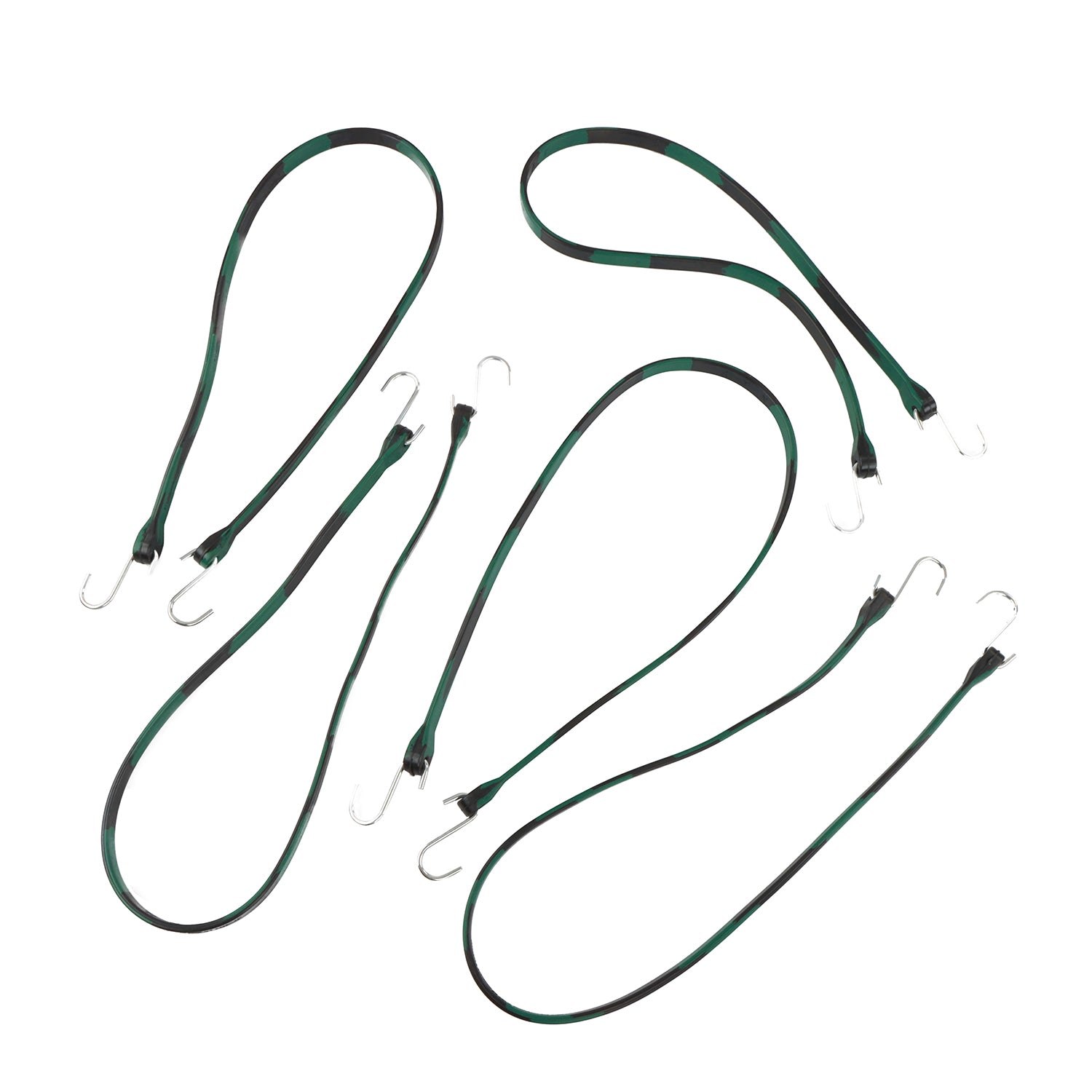 EPDM Rubber Straps with Hooks - 41in Camo Rubber Bungee Cords, 10Pk