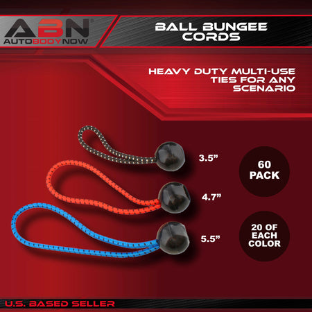 Ball Bungee Cords Assorted Sizes - 60pk Elastic Bungee Cords and Balls