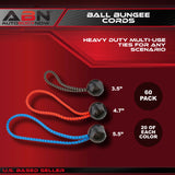 Ball Bungee Cords Assorted Sizes - 60pk Elastic Bungee Cords and Balls