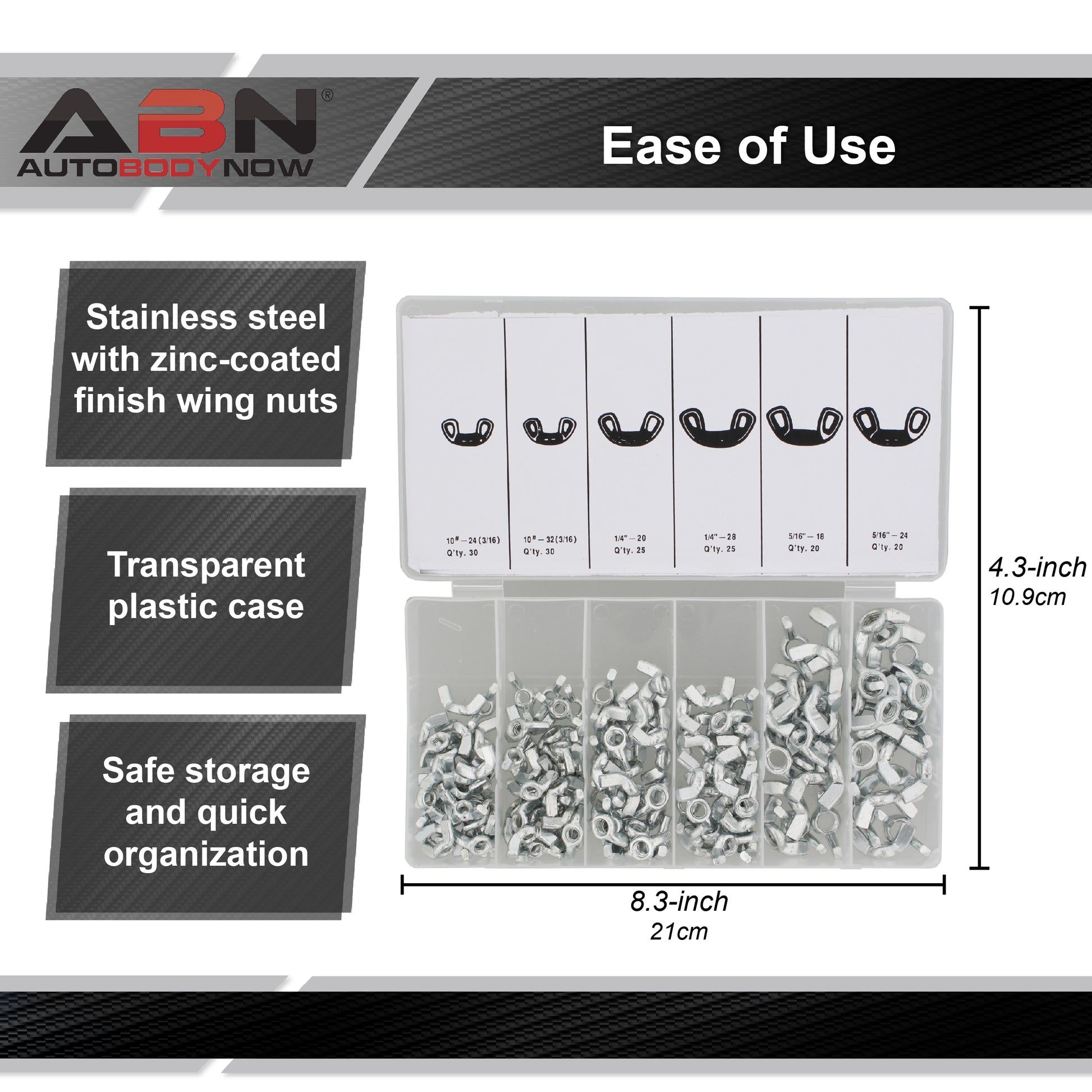 Wing Nut Assortment Set 150pc Standard Steel Wall Anchors Wing Nuts
