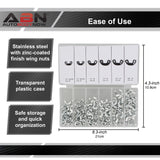 Wing Nut Assortment Set - 150pc Standard Steel Wall Anchors Wing Nuts