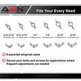 Wing Nut Assortment Set - 150pc Standard Steel Wall Anchors Wing Nuts