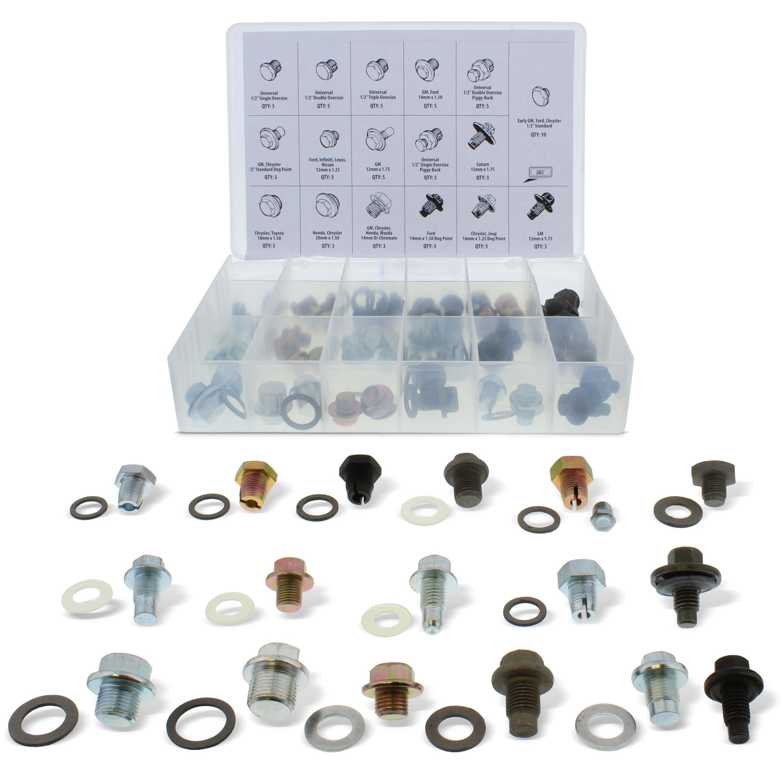 Oil Drain Plug 76 pc SAE & Metric Plugs & Washer Gasket Assortment Set