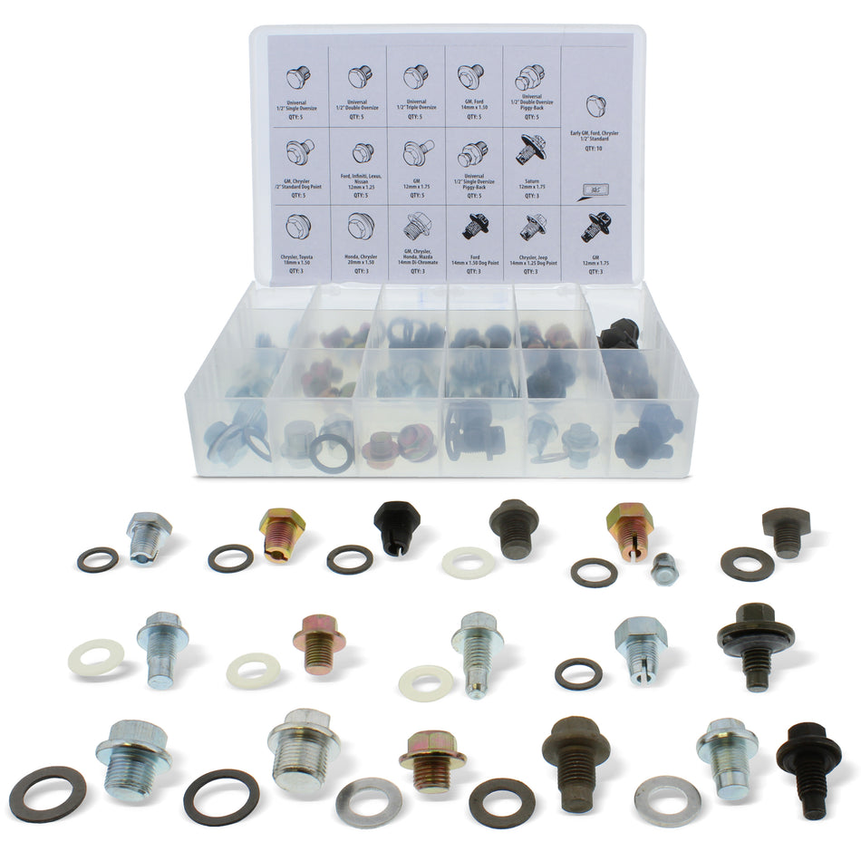 Oil Drain Plug 76 pc SAE & Metric Plugs & Washer Gasket Assortment Set