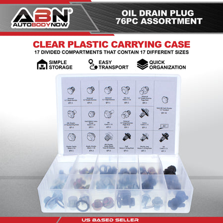 Oil Drain Plug 76 pc SAE & Metric Plugs & Washer Gasket Assortment Set