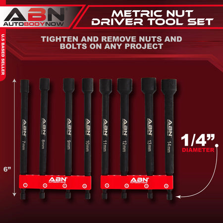 Impact Nut Driver Set - 8pc Metric Extended Driver Magnetic Sockets