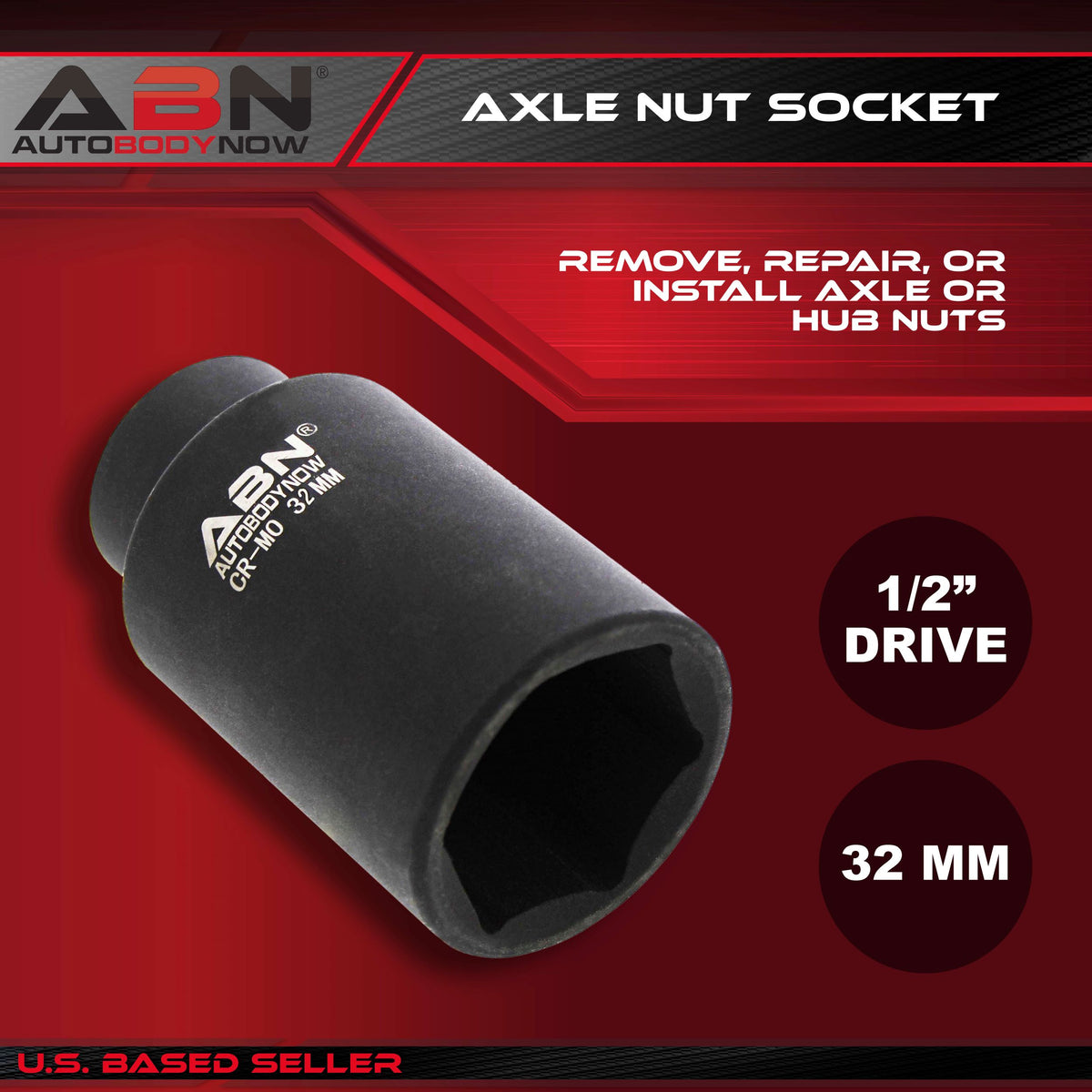 Axle Nut Socket – 32mm, 1/2" Inch Drive, 6 Point