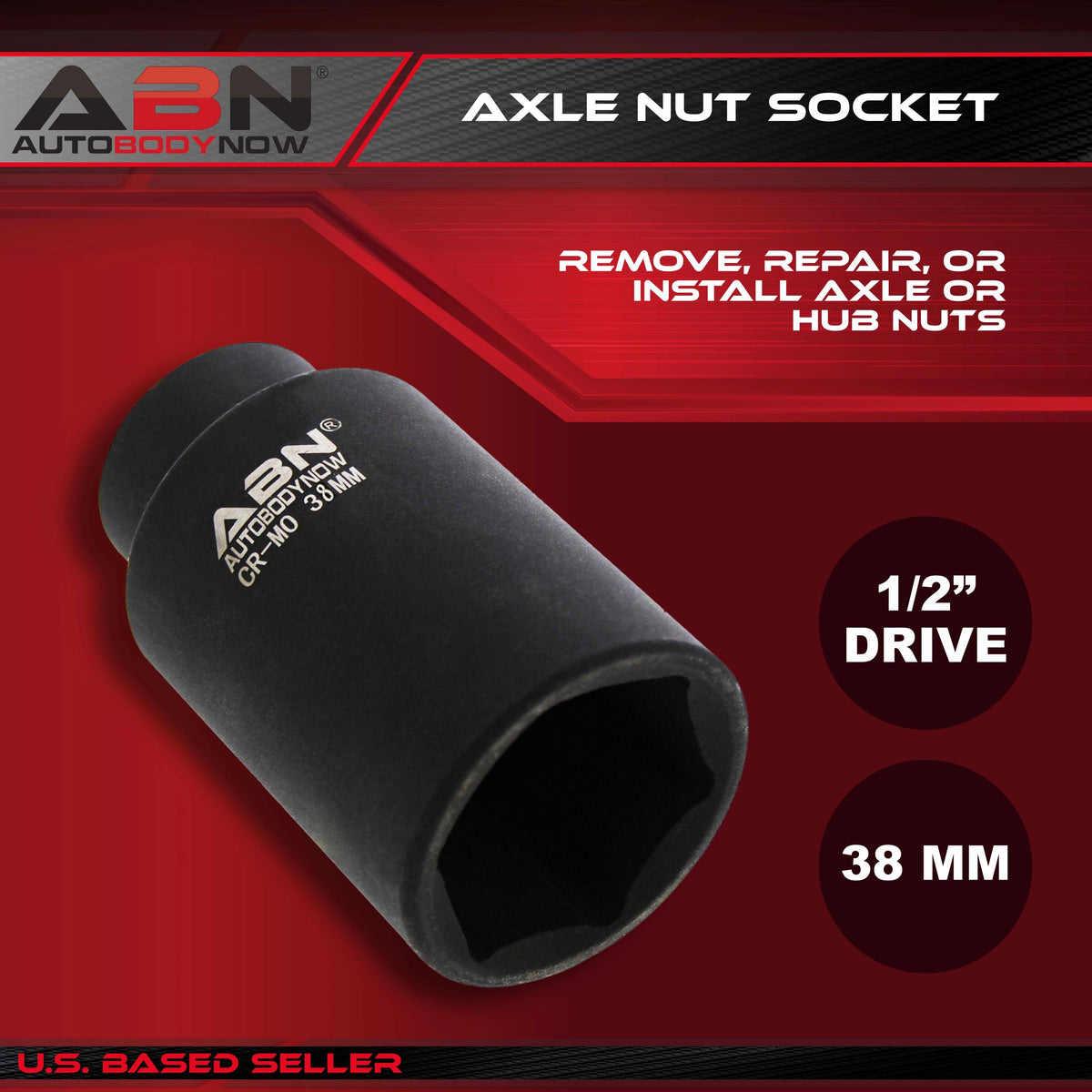 Axle Nut Socket – 38mm, 1/2" Inch Drive, 6 Point