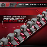Aluminum SAE Socket Organizer Holder Rails & Clips Set 1/4" 3/8” 1/2"