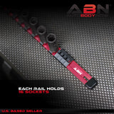 Red Aluminum SAE 1/4” Inch Socket Organizer Tool Holder Rail & Clips