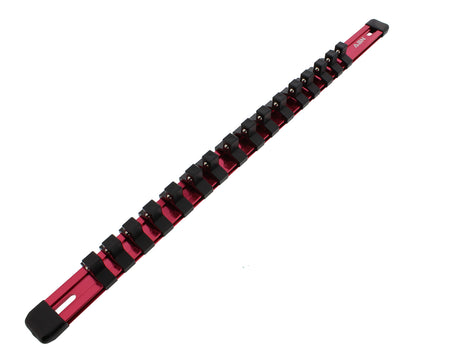 Red Aluminum SAE 3/8” Inch Socket Organizer Tool Holder Rail & Clips