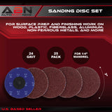 Aluminum Oxide Sanding Discs 25-Pack, 3” Inch, 24 Grit
