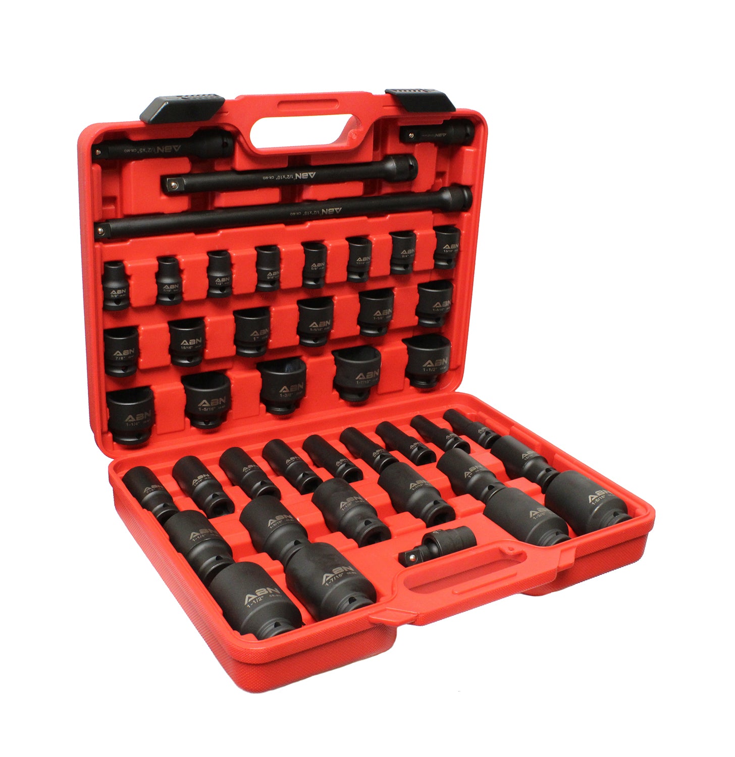 1/2" Inch Drive SAE Impact Socket Set with Extensions & Swivel Joint