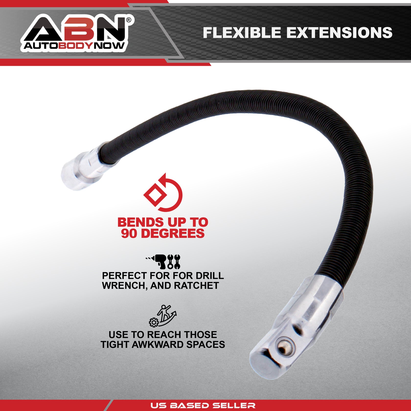 4pc Flexible Socket Extension Bar Set 1/4in and 3/8in Drive ABN 7295