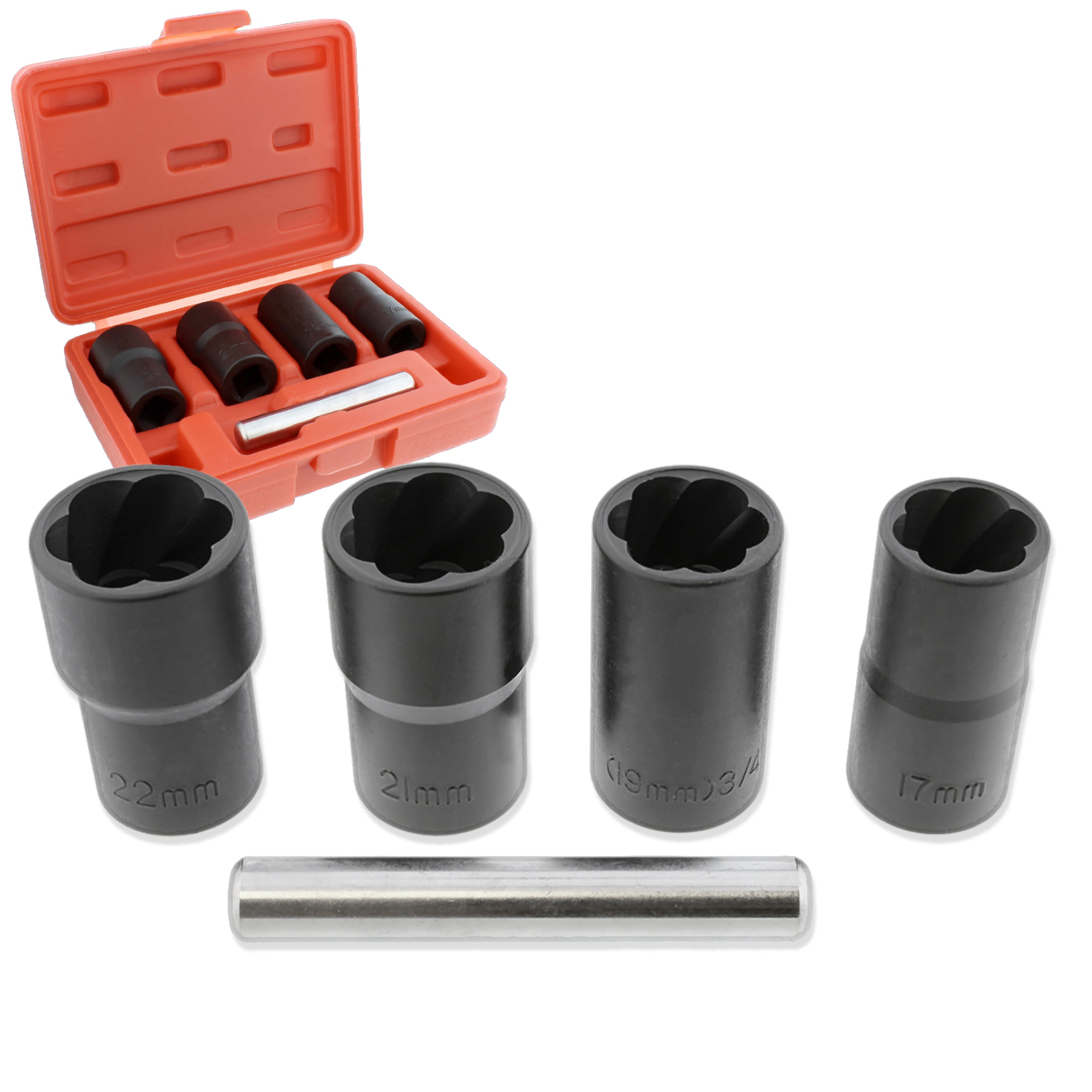 Twist Socket Set Lug Nut Remover Set - 5 Pc Metric Extractor Sockets
