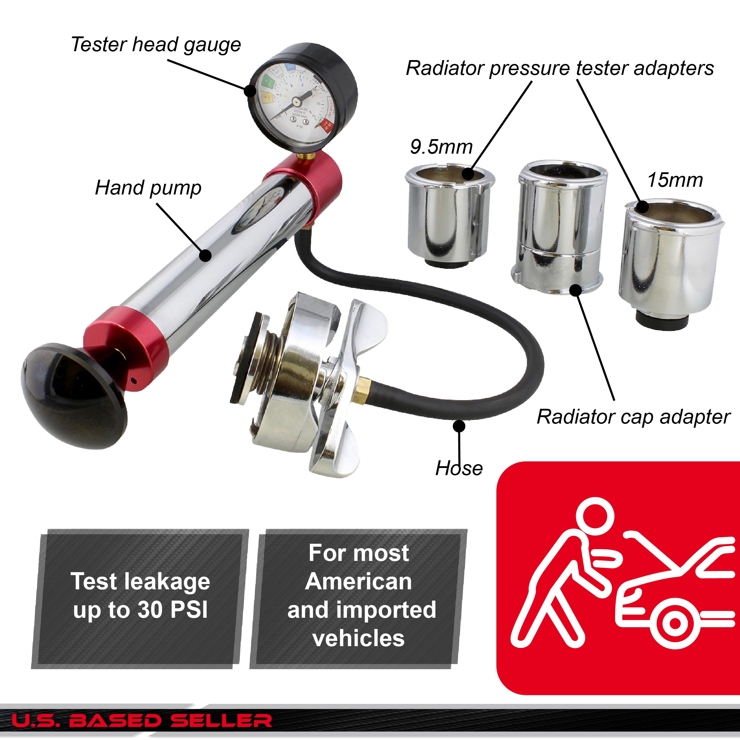 Radiator Pressure Tester Kit Coolant Tester Radiator Cap Tester Kit