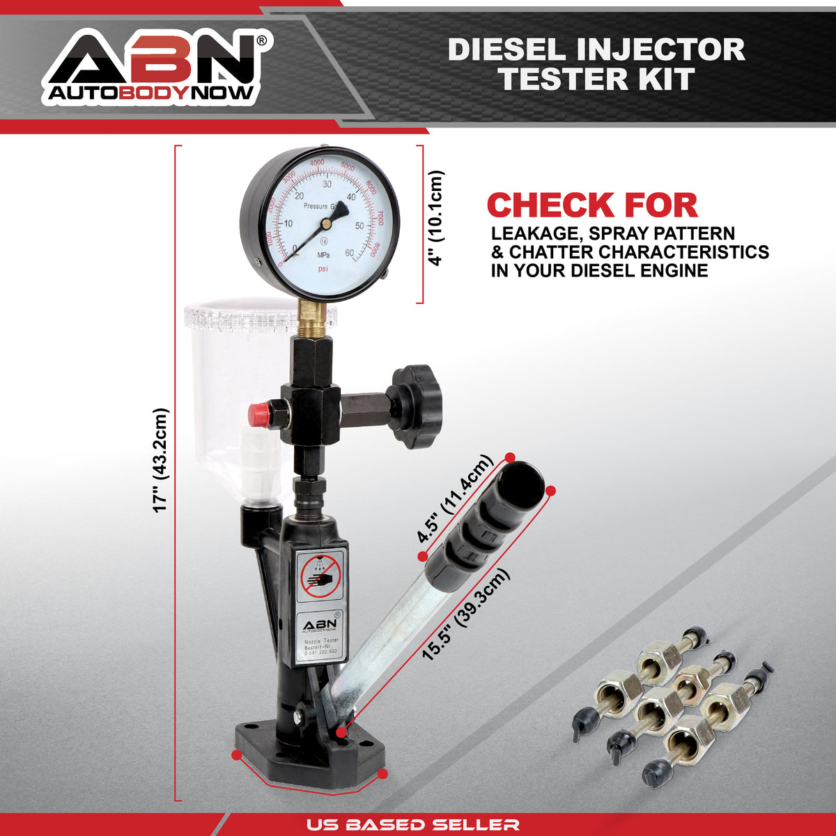 Diesel Injector Tester Kit - 6000PSI Diesel Fuel Pressure Gauge Kit