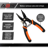 Multipurpose Crimping Tool, 8in - 10-18AWG Wire Stripper Cutters Tool