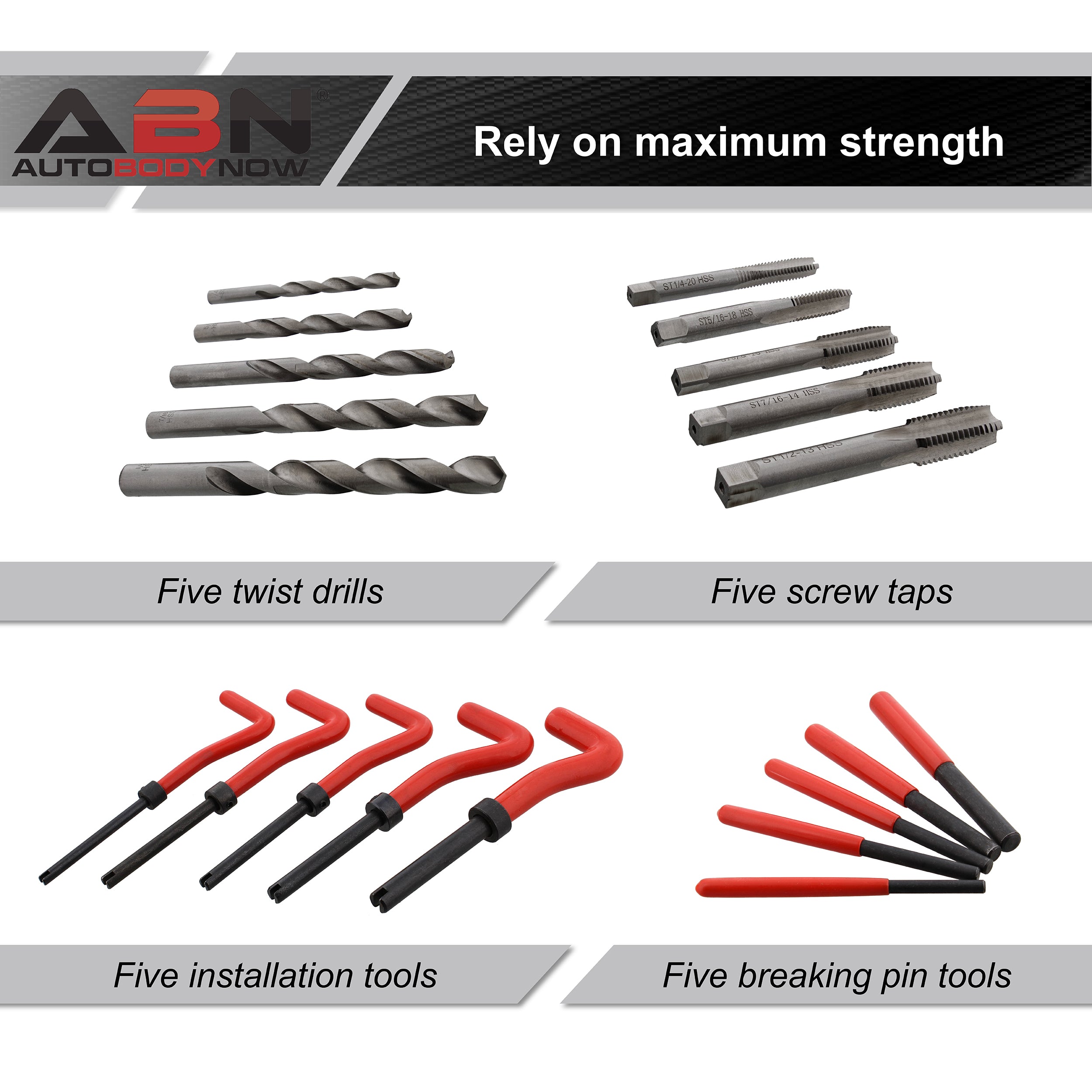 Professional Thread Repair Kit - 131pc SAE Drill Thread Restorer Kit