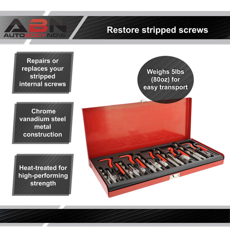 Professional Thread Repair Kit - 131pc SAE Drill Thread Restorer Kit