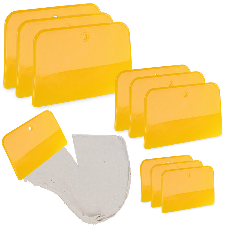 Automotive Body Filler Spreader - 9pc Reusable Plastic Puddy Scrapers