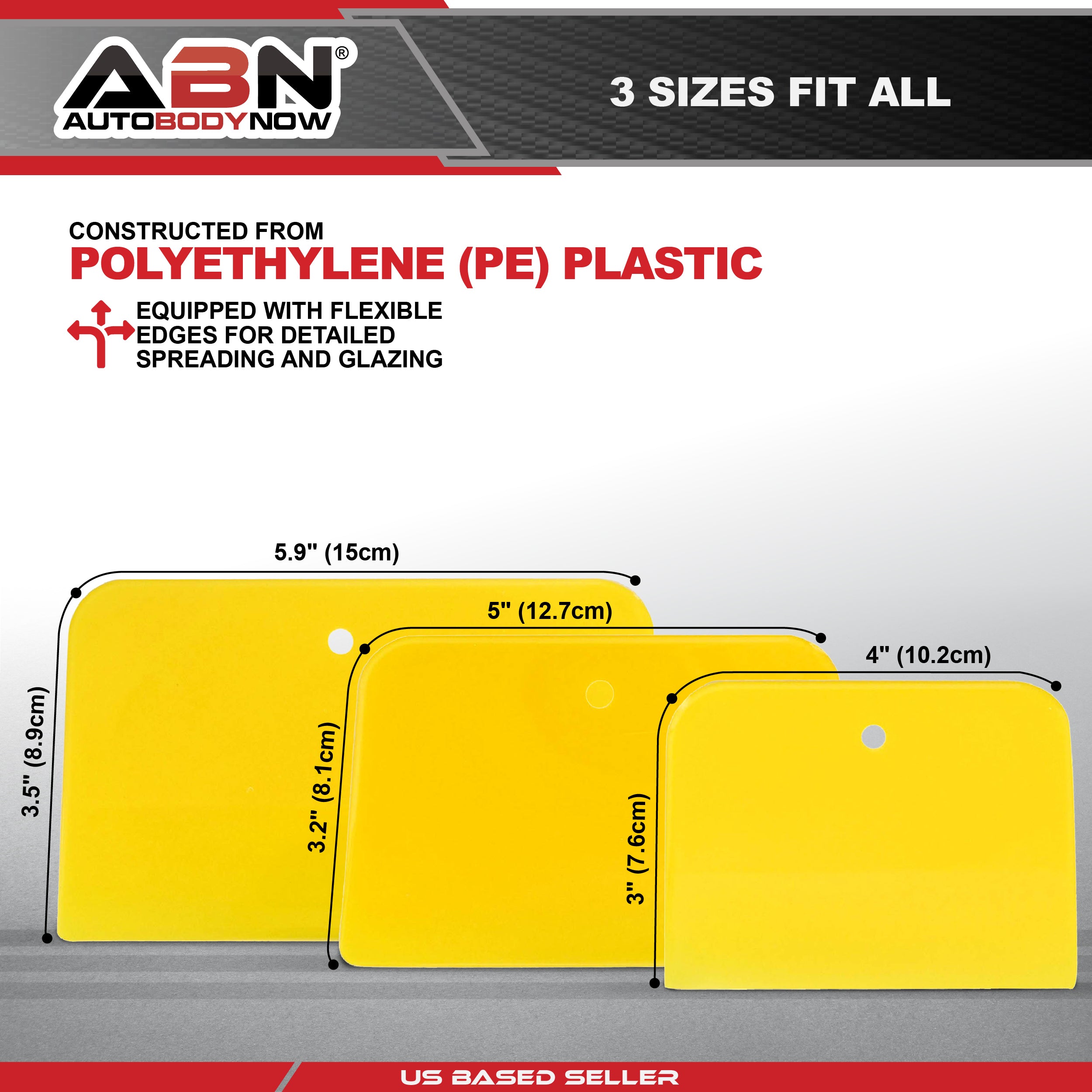 Automotive Body Filler Spreader - 9pc Reusable Plastic Puddy Scrapers