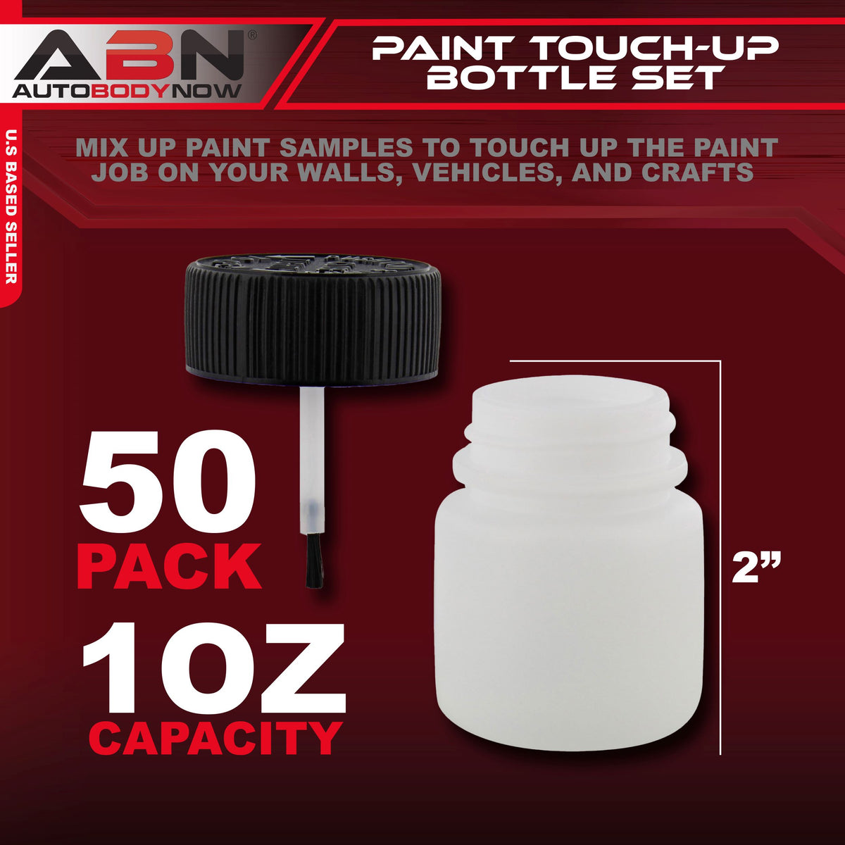 30mL Auto Paint Touch Up Bottles with Brush and Marble, 50pk