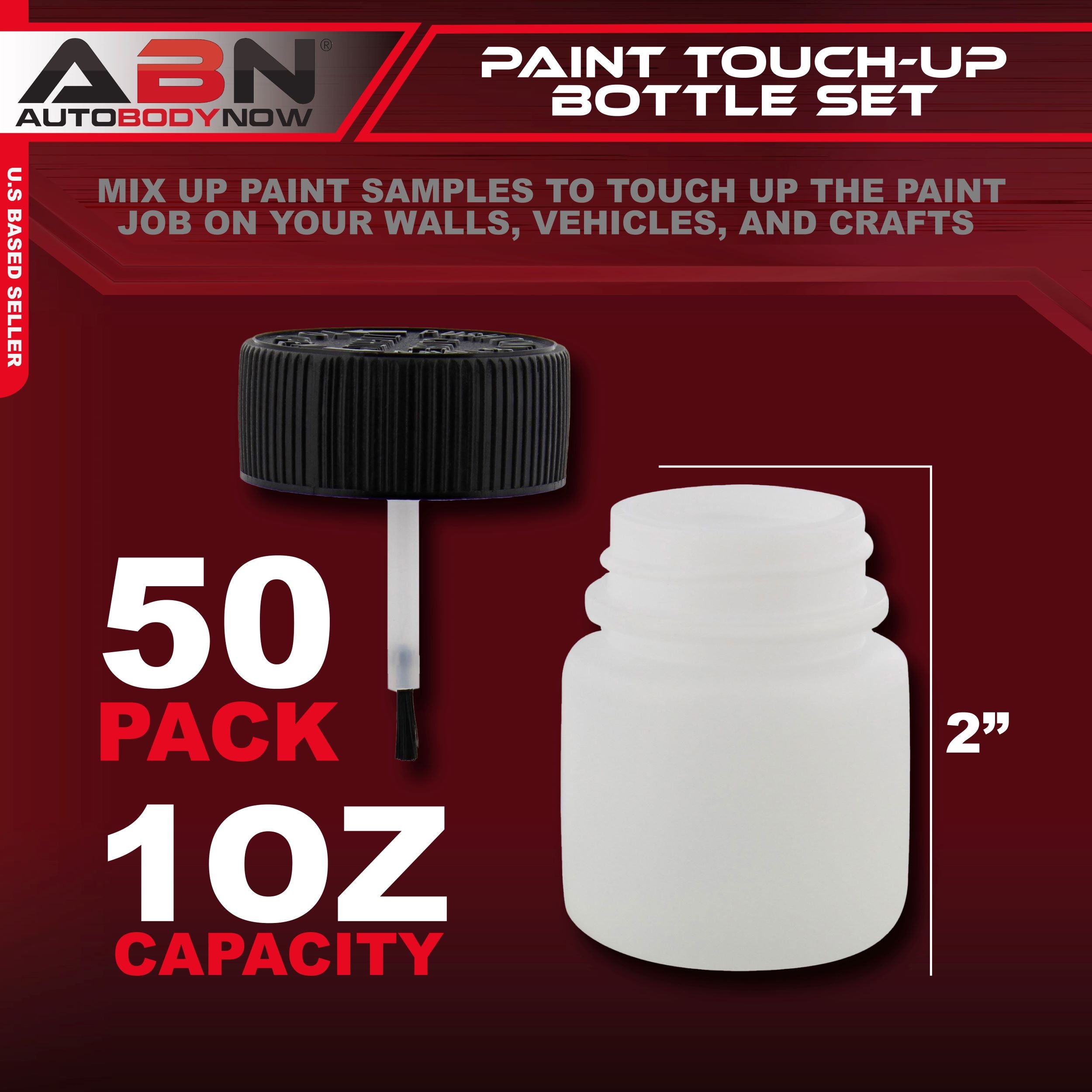30mL Auto Paint Touch Up Bottles with Brush and Marble, 50pk