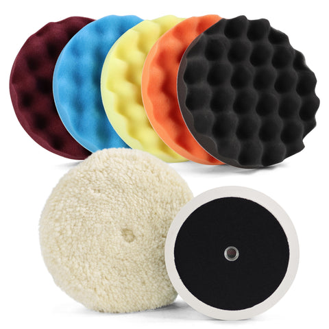 8in Polishing Pads Kit - 5 Buffer Pad Drill Attachments for Waxing