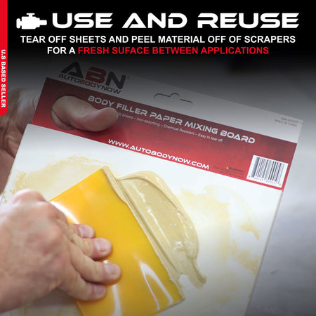 Plastic Body Filler Mixing Kit - Scraper and 100 Sheets Mix Boards