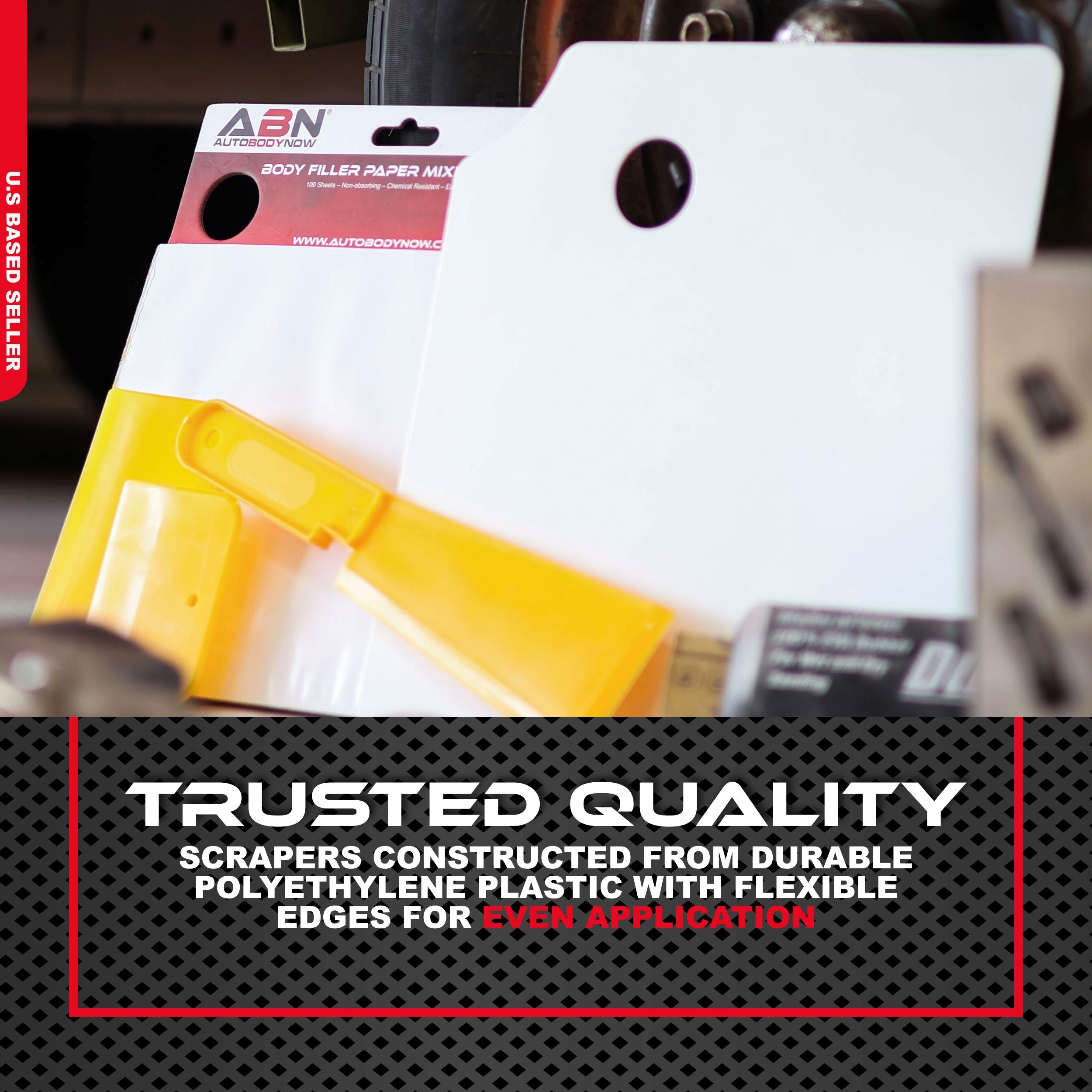 Plastic Body Filler Mixing Kit - Scraper and 100 Sheets Mix Boards