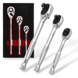 3 Piece Ratchet Wrench Tools - Thumb Wheel Ratchet Set 3/8 1/4 1/2in