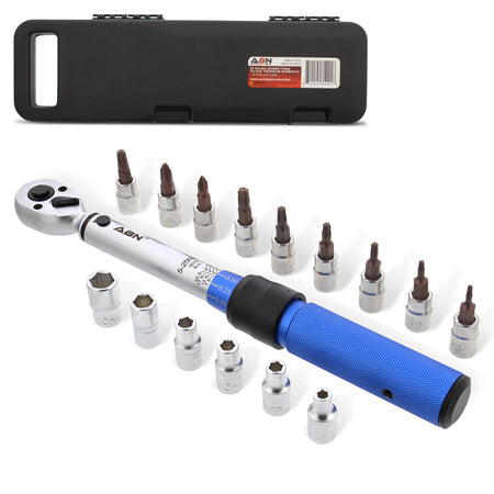 16pc Dual Direction Click Torque Wrench 1/4 Drive 40-200in/lb (5-25Nm)