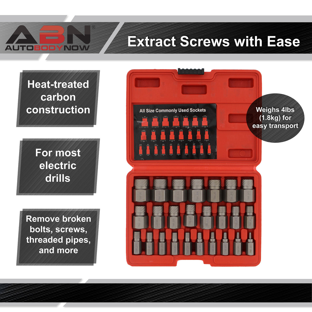 Screw Extractor Set 25pc Damaged Stripped Screw Remover Extraction Kit