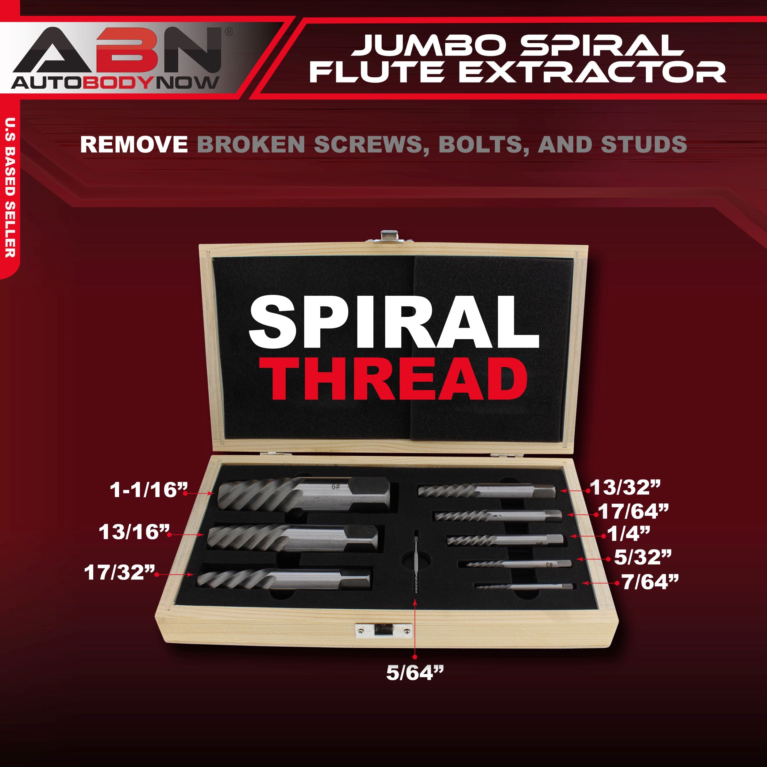 Jumbo Spiral Flute Extractor - 9pc Easy Out Extractor Set With Case