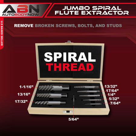 Jumbo Spiral Flute Extractor - 9pc Easy Out Extractor Set With Case