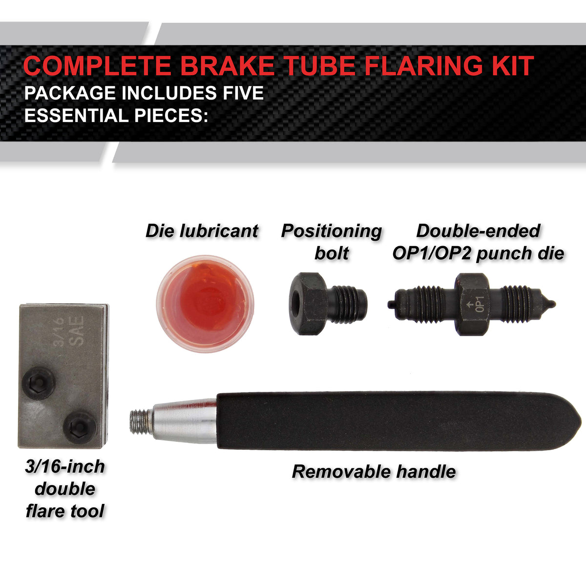 Handheld Double Flaring Tool - 3/16in Brake Line Flaring Tool Kit