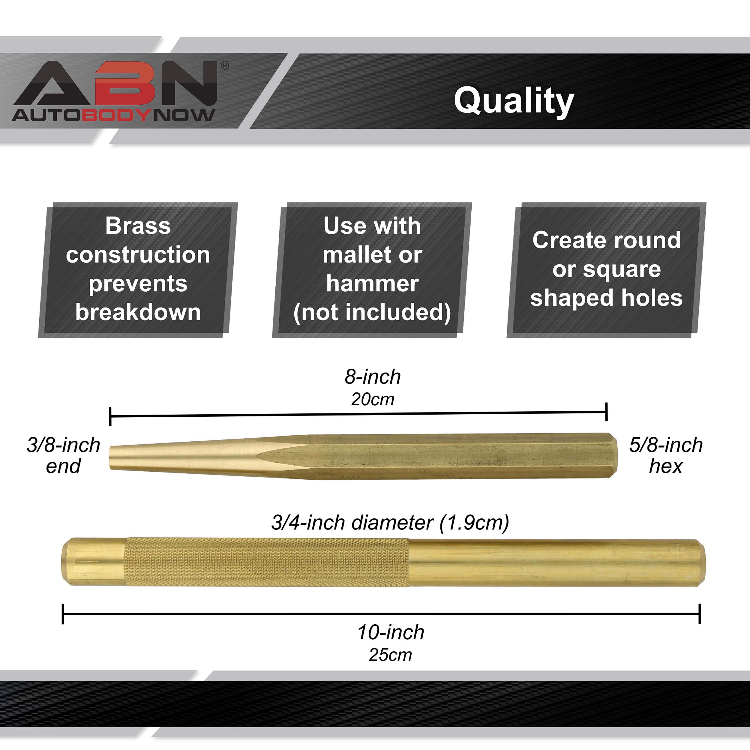 Big Brass Punch Tool Set - 2pc Non-Marring Chisel Drift Pin AutoKit