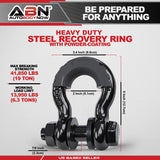 3/4in D-Ring Shackle 2pk - 41,850lb Breaking Strength Black D Rings