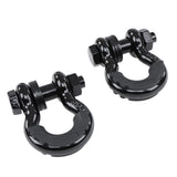 3/4in D-Ring Shackle 2pk - 41,850lb Breaking Strength Black D Rings