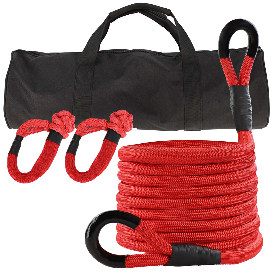 7/8in x 30ft Kinetic Tow Rope Recovery Strap and Soft Shackle Recovery