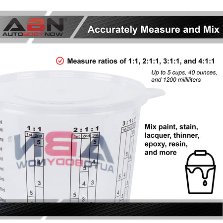 Automotive Paint Mixing Cups - 100pc 32oz Plastic Measuring Cups