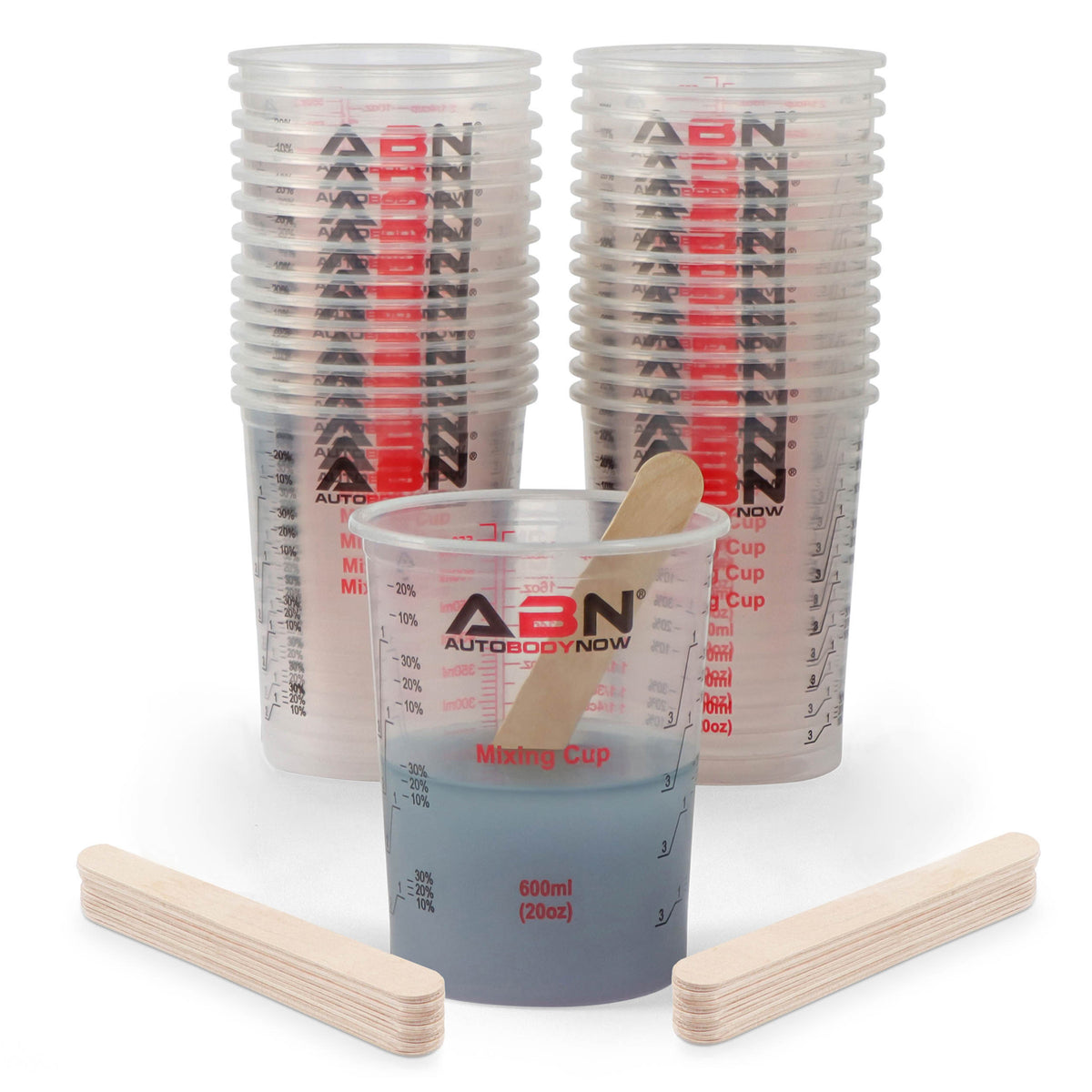 Automotive Paint Mixing Cups - 50pc 20oz Epoxy Mixing Cups and Sticks