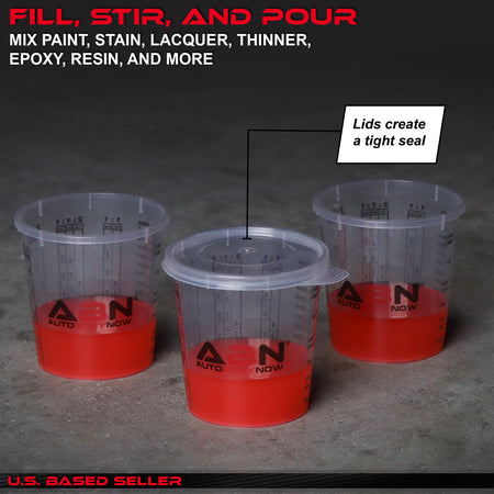 100pk Epoxy Mixing Cups with 12 Lids - Auto Paint and Resin Supplies