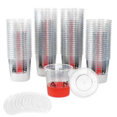 100pk Epoxy Mixing Cups with 12 Lids - Auto Paint and Resin Supplies