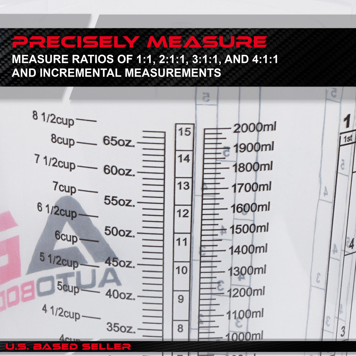 Automotive Paint Mixing Cups - 100pc 64oz Plastic Measuring Cups