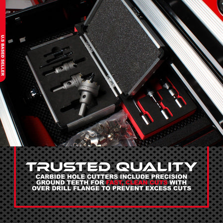 Carbide Hole Cutter Set - 6pc Metal Hole Saw Kit Makes Holes in Metals
