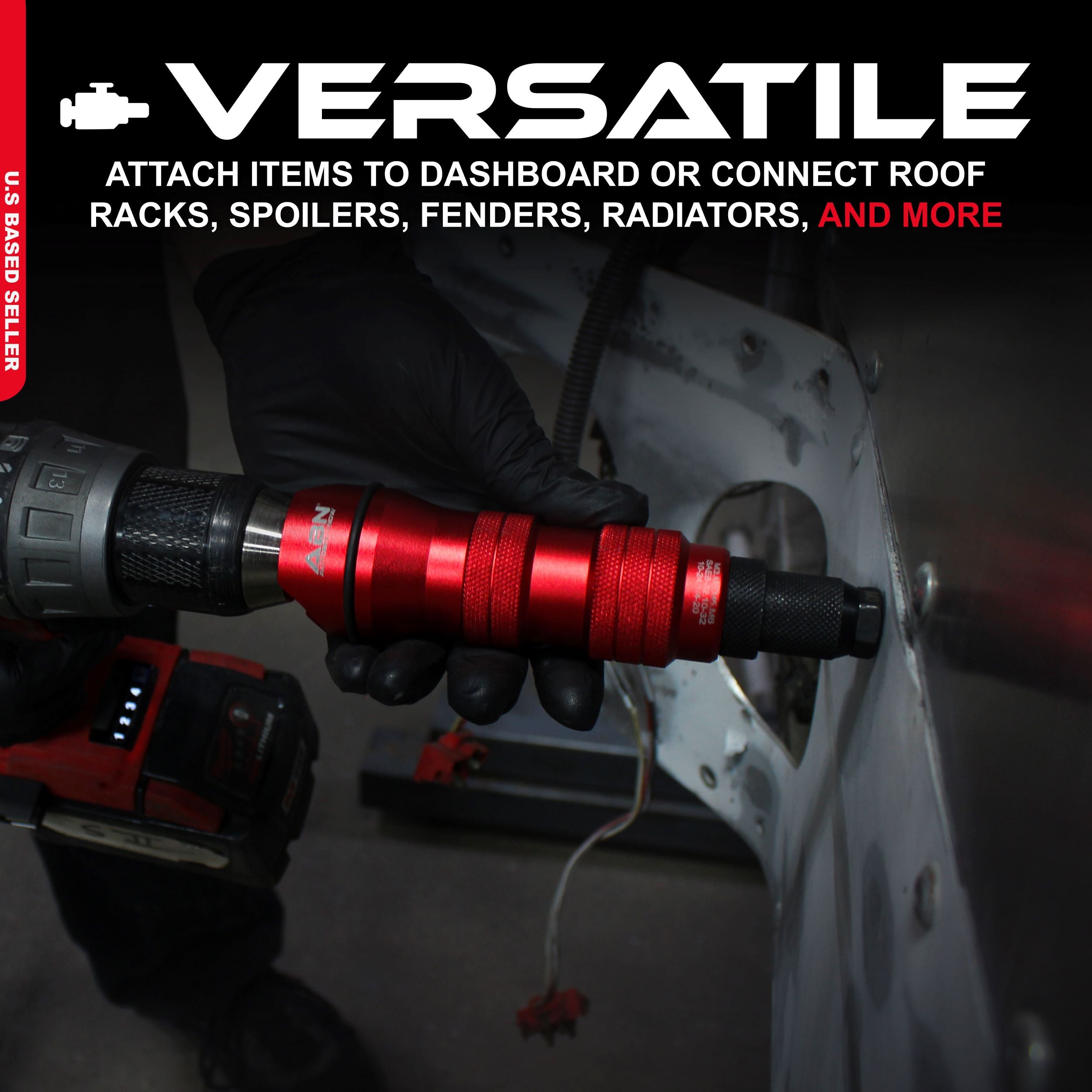 Pneumatic Rivet Gun Drill Adapter - Rivet Nut Tool with 8 Nosepieces