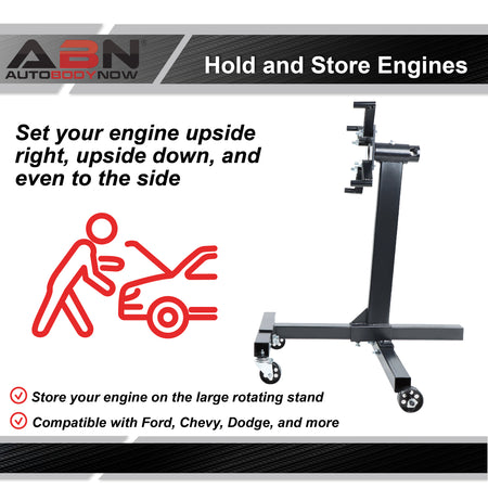 Heavy Duty Engine Stand - 990lb Cap Rotating Engine Motor Stand